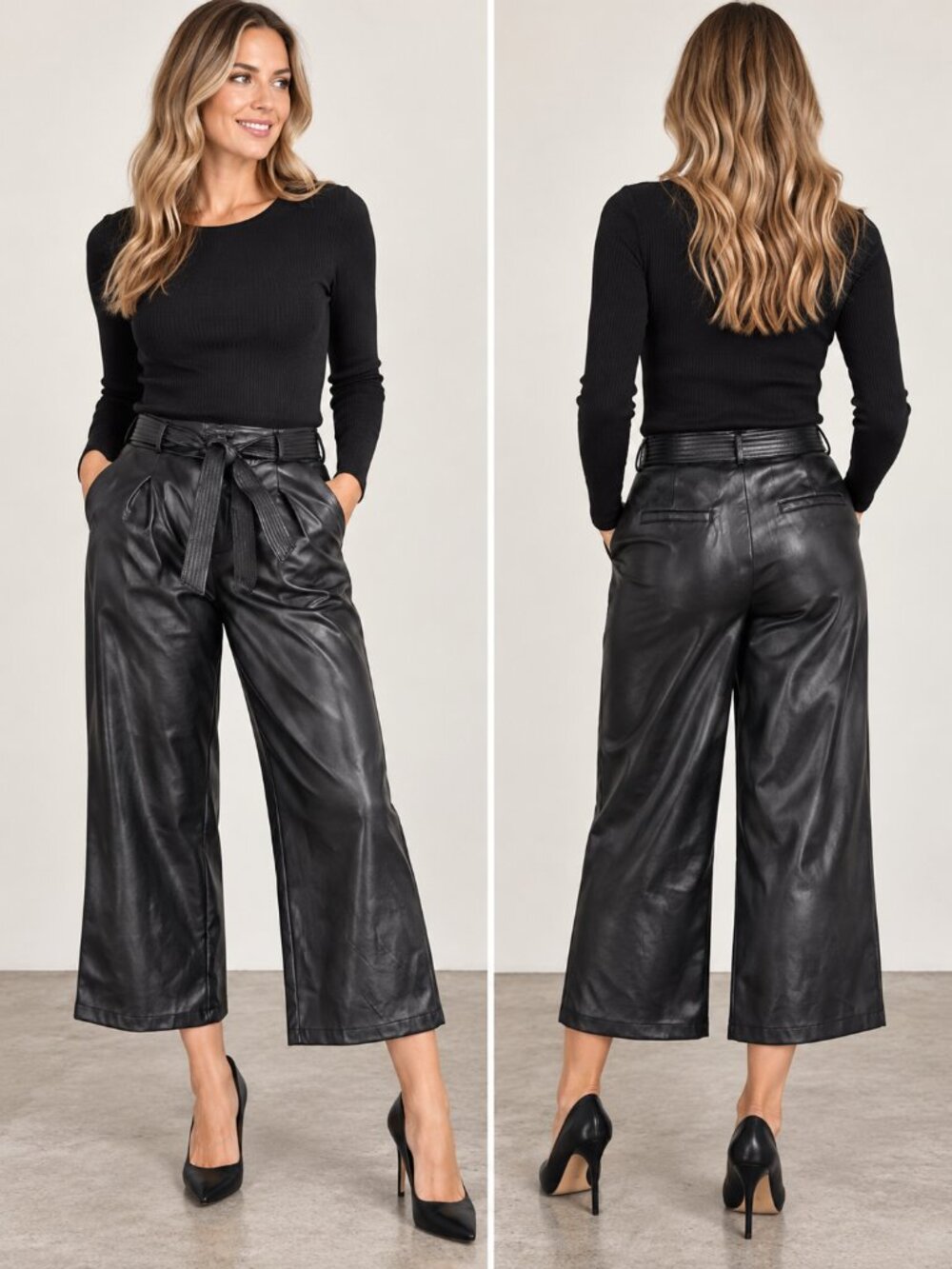 Marc New York Faux Leather Wide Leg Cropped Pants Size 16 NWT
